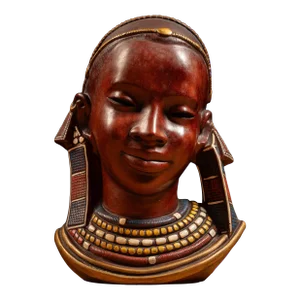 Vintage Carved Masai Woman Achatit Mounted Bust