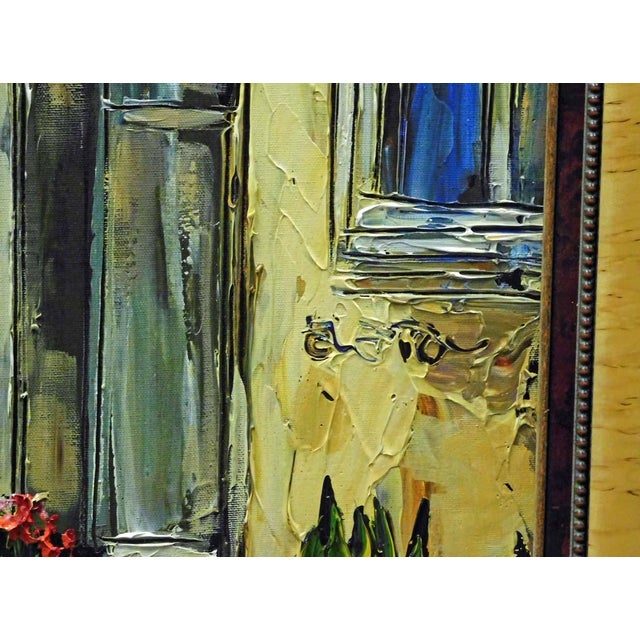 Maya Eventov "A Patio Scape" Framed Original Acrylic Flowers Hand Signed 681806 For Sale - Image 10 of 11