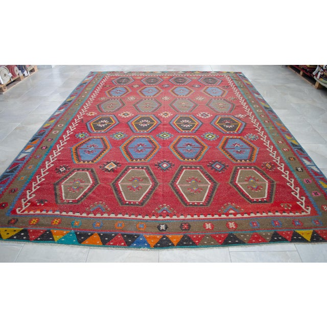 Vintage Hand-Woven Wool Turkish Rug - 8′8″ X 11′7″ For Sale - Image 10 of 15
