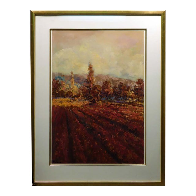Elio Dechino "Forenoon" Original Oil on Paper Landscape Hand Signed For Sale