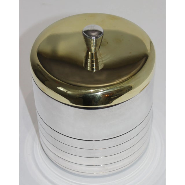 Brass Christofle Lidded Ice Bucket Silver Plate & Brass For Sale - Image 8 of 9