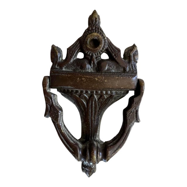 1930s Small Sphinx Brass Door Knocker For Sale