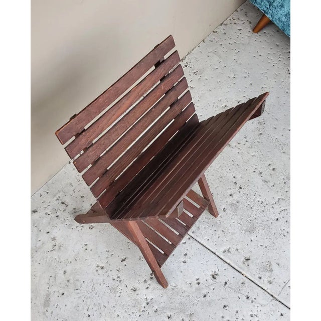 Old Oak Craftsman Magazine Rack or Book Stand 1920s With Bottom Platform or Shelf For Sale - Image 10 of 12