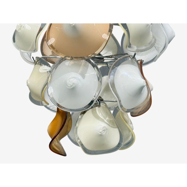 Metal Mid-Century Modern, Orange and White Murano Glass, Chrome, Pendant Light, 1960s For Sale - Image 7 of 12