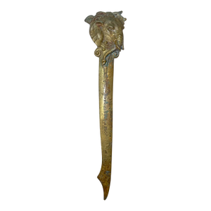 Large Antique Austrian Thick Gilt Bronze Desk Elephant Dagger Letter Opener
