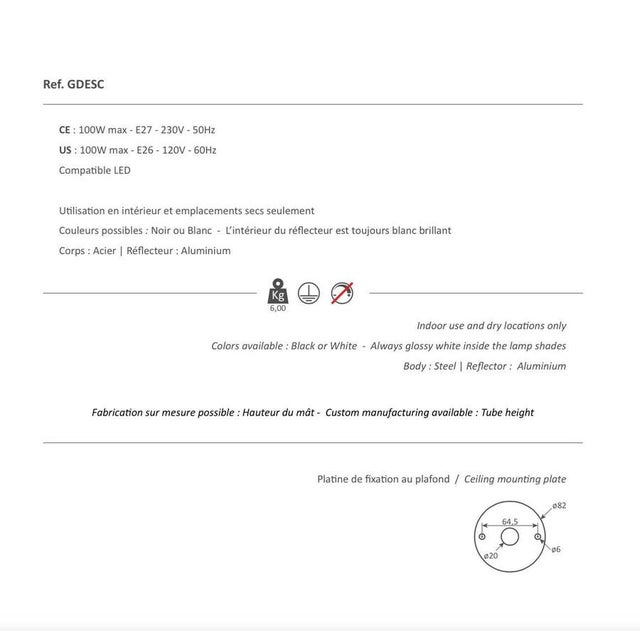 Large Mid-Century Modern Black Snail Ceiling Lamp from Serge Mouille For Sale - Image 6 of 8