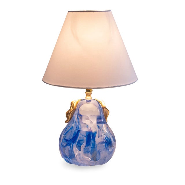 Plastic Oceanic Marbled Blue Pear Lamp For Sale - Image 7 of 7
