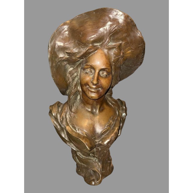 Antique French Victorian 22" Bronze Statue Sculpture of a Maiden v. Bruyneel For Sale - Image 11 of 12