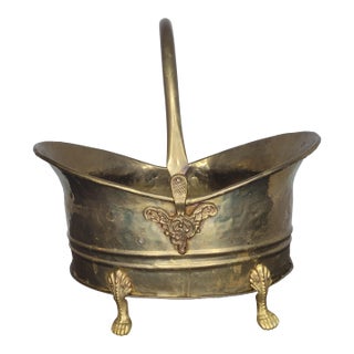 Late 20th Century Ornate Footed Brass Scuttle Cachepot For Sale