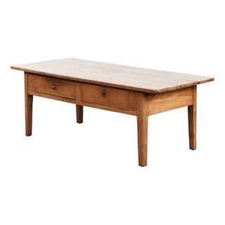 Antique French Fruit Wood Coffee Table with Drawers For Sale