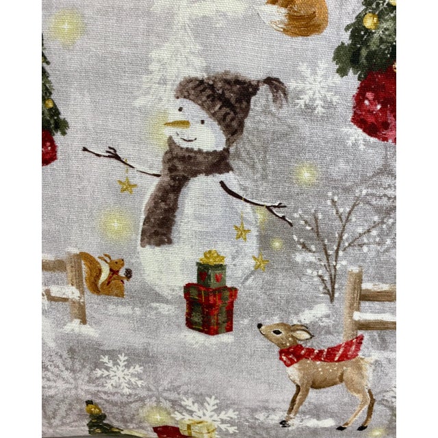 Jolly Snowman With His Animal Friends in a Winter Wonderland Christmas Themed 20” Pillow - Made in U K Measures 20” W x 8”...