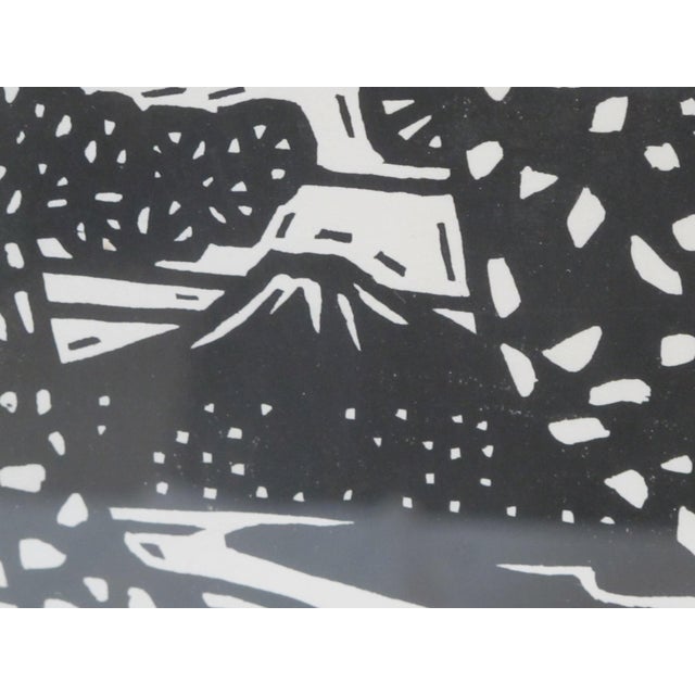 Black Japanese Yoshimaro Omori Signed Limited Ed Volcano Mountain Woodblock 1964 For Sale - Image 8 of 11