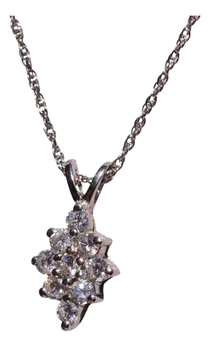 The Bouyon: Navette Shaped Natural Diamond Necklace in White Gold