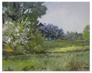 Alfejs Bromults, Spring, Oil on Cardboard, 1985