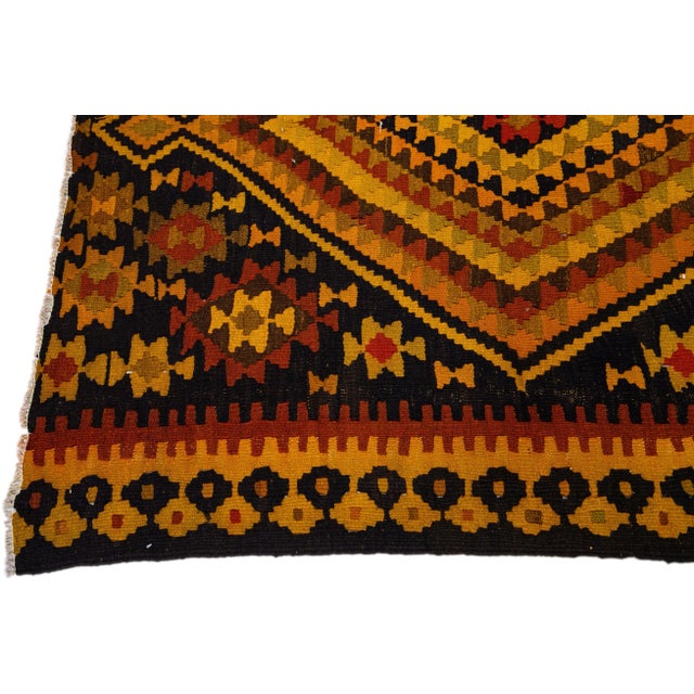 Mid-20th Century Turkish Kilim Yellow Handmade Tribal Wool Rug For Sale - Image 4 of 8