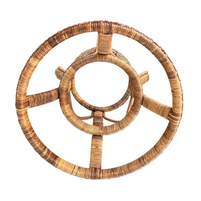 Vintage Rattan Dining Table Base, Mid 20th Century, Boho, Hollywood Regency For Sale - Image 4 of 16