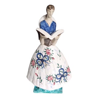 Édouard Cazaux, Sculpture The Reader, 1920s, Ceramic For Sale