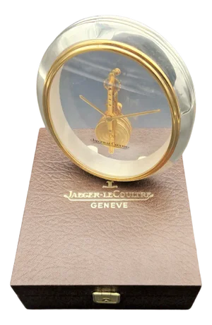 Mid-Century Skeleton Bicolor Table Clock by Jaeger-Lecoultre, 1970s