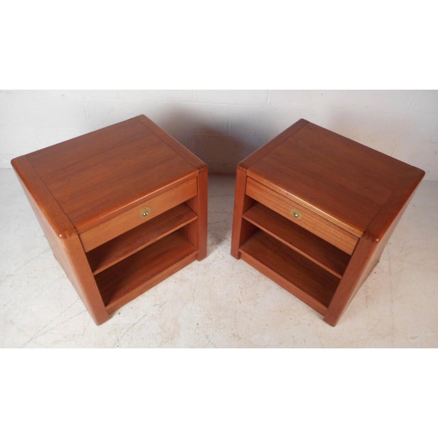 D-Scan Pair of Mid-Century D-Scan Captain Line Teak Nightstands For Sale - Image 4 of 15