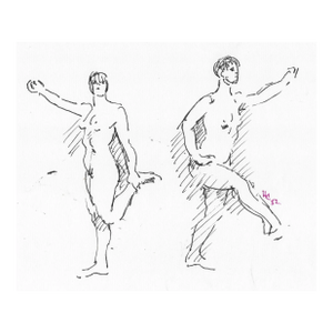 1982 Hayward Cirker Nude Female Dancers Drawing