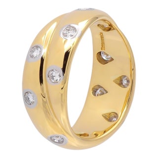 Tiffany & Co. 18k Yellow Gold Etoile Crossover Diamond Band Ring Size 4.75 For Sale