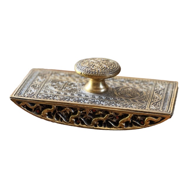 Tiffany Studios New York 1646 Venetian Bronze Blotter Rocker Paperweight Desk For Sale