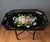 1930s Black and Floral Toleware Tray Table For Sale - Image 5 of 12
