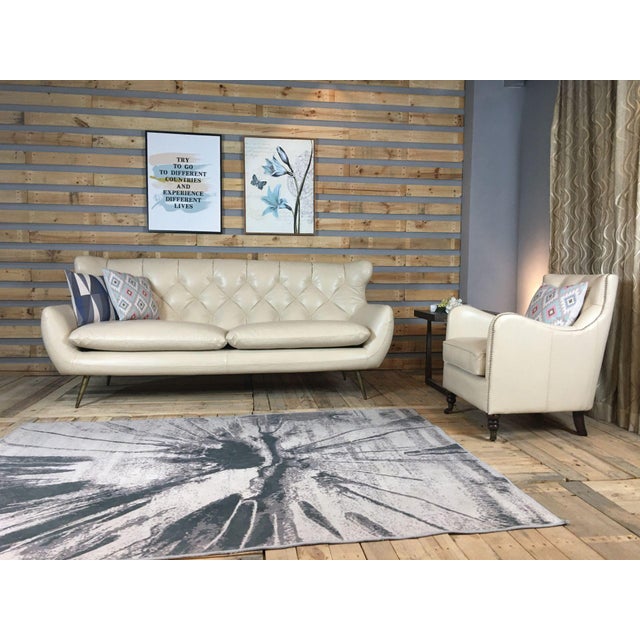 Contemporary Jhs Wellington Antique Ivory Leather Sofa For Sale - Image 3 of 10