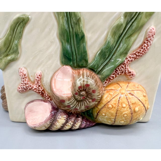 Vintage Fitz & Floyd Oceana Seashell Ceramic Tissue Box Cover & Soap Dish – Coastal / Palm Beach For Sale - Image 12 of 16