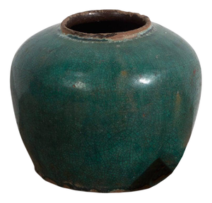 Antique Green Stoneware Vase
