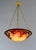 établissement Émile Gallé A wonderful French art deco hanging fixture in gild bronze with a large Gallé bowl in acid-...
