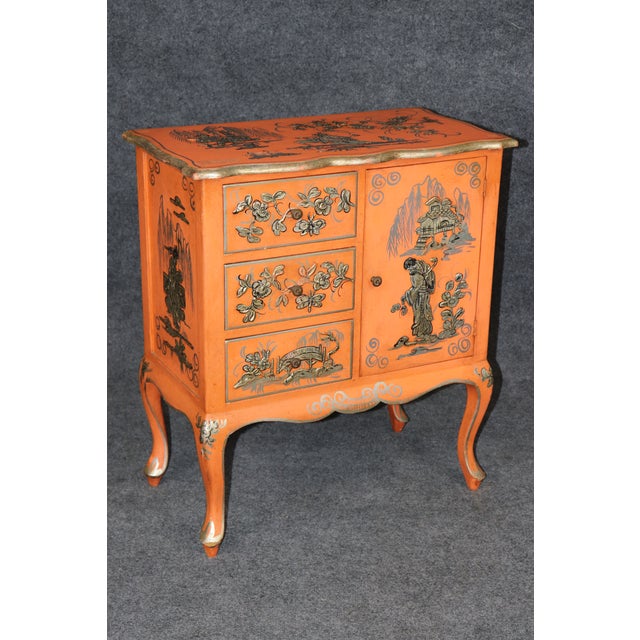 Wood Unique Design Petitie Chinoiserie Style Italian Painted Commode For Sale - Image 7 of 15