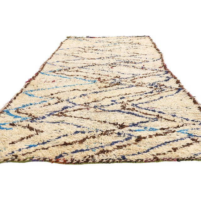 Tribal Vintage Azilal Boucherouite Moroccan Rug, 04'03 X 10'00 For Sale - Image 3 of 10