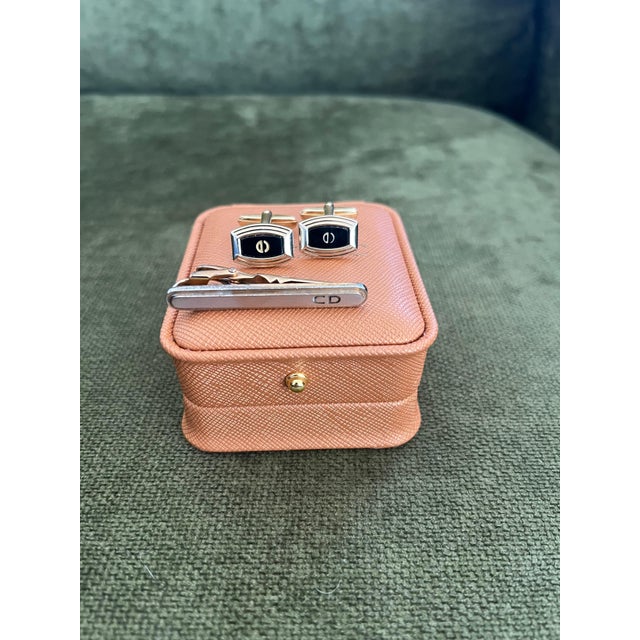 Black Rare Vintage Dupont Lighter & Christian Dior Cufflinks & Neck Tie Gift Set For Sale - Image 8 of 18