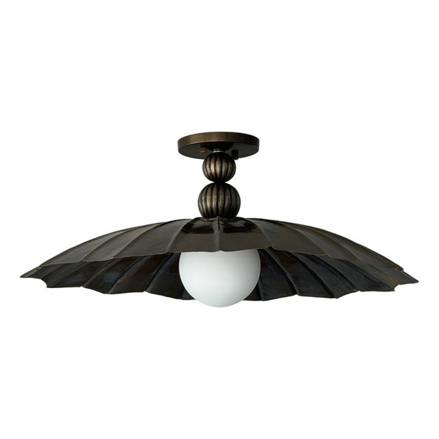 Black Antique Brass Semi Flush Mount Light Fixture, Handmade Unique Design Ceiling Light For Sale