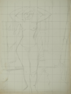 Roger Crusat, Nu à la serviette, Nude, Drawing on Paper