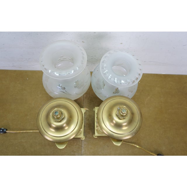 Antique Brass Regency Argand 2 Light Candlestick Candelabra Hurricane Lamps - a Pair For Sale - Image 13 of 18