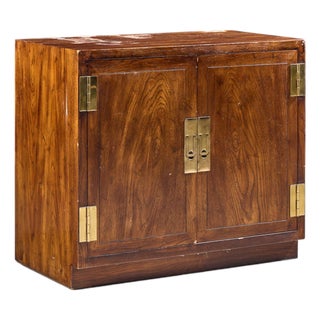 Henredon Campaign Mid Century Walnut and Brass Cabinet For Sale