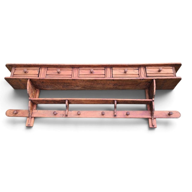 Rustic Antique French Kitchen Cabinet with Drawers and Hooks, 1900 For Sale - Image 3 of 17