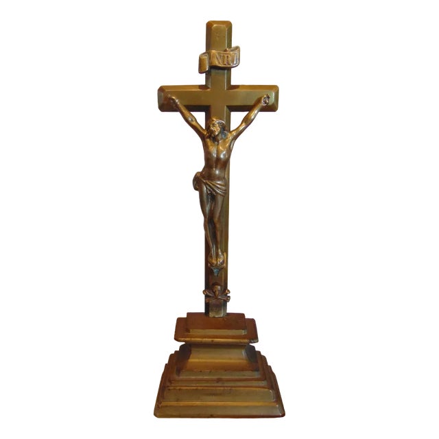 Art Nouveau Brass Standing Cross, 1890s For Sale