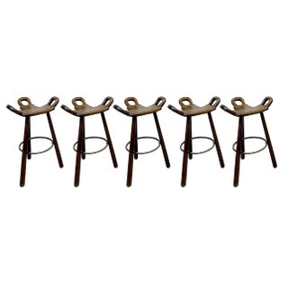 Vintage Spanish Barstools, 1960s, Set of 5 For Sale