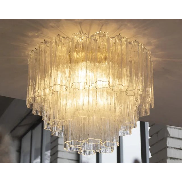 Metal Large Ceiling Light with Murano Trunci Glass, Italy, 1990s For Sale - Image 7 of 12