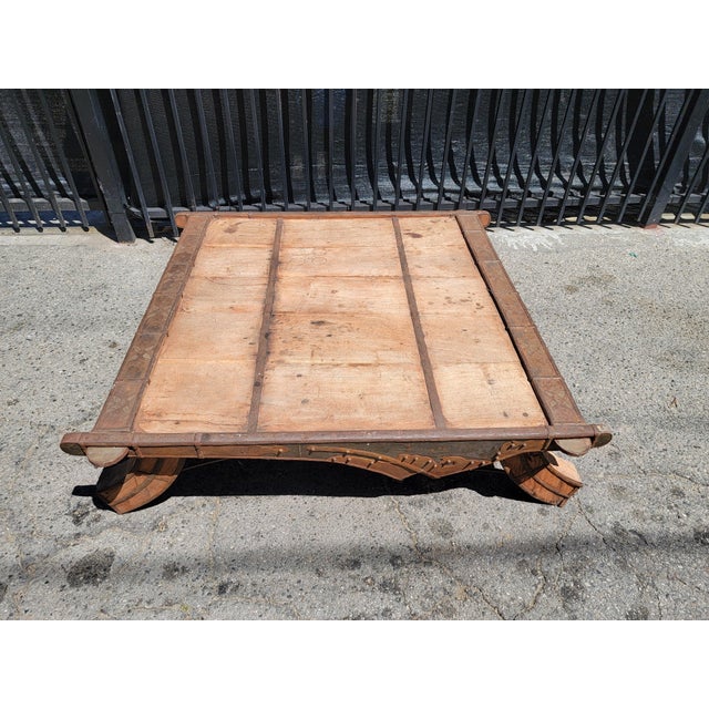 1980s Rustic Wood & Metal Coffee Table For Sale In Los Angeles - Image 6 of 18