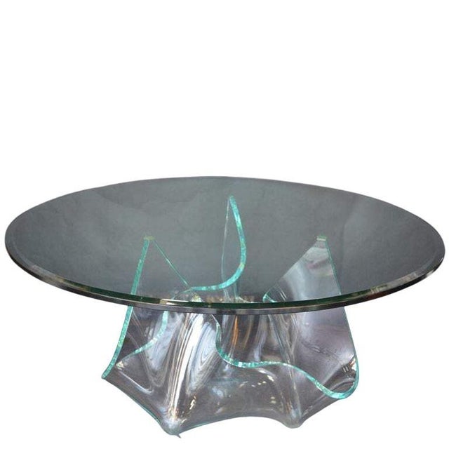 Handmade Italian Handkerchief Glass Base Center Table, 1970's. For Sale In Los Angeles - Image 6 of 7