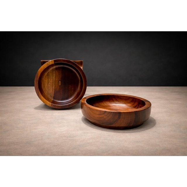 1970s Lazy Susan & Bowls in Rosewood, Tropic Art - 8pcs For Sale - Image 13 of 13