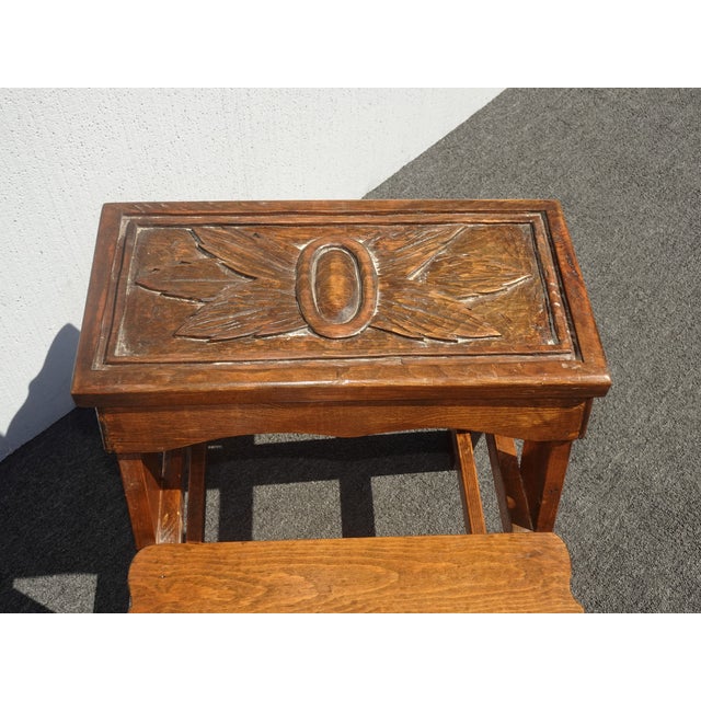 Vintage French Country Oak Five Tier Carved Display Plant Stand For Sale In Los Angeles - Image 6 of 12