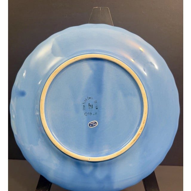 Mid-Century Modern Vintage the Haldon Group Blue Embossed Floral Japan Salad Plates 8” -Set of 4 For Sale - Image 3 of 5