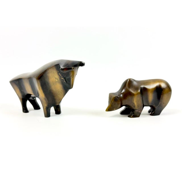Vintage Bronze Bull and Bear Figurines by Reinhard Dachlauer, Germany, 1980s, Set of 2 For Sale - Image 6 of 16