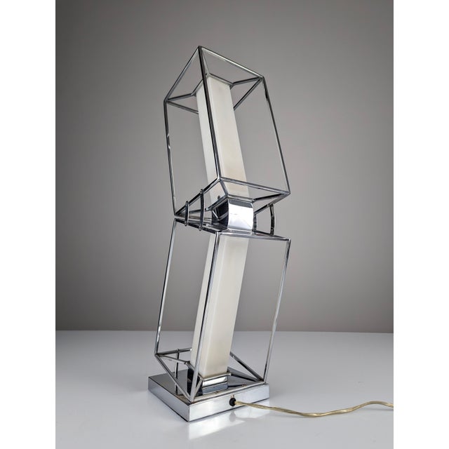 Silver 20th Century Designer Architectural Table Lamp For Sale - Image 8 of 13