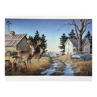 1990s Old Rivals III - Whitetail Deer by Larry Zach Rival Deer Meet ~ Signed Print For Sale